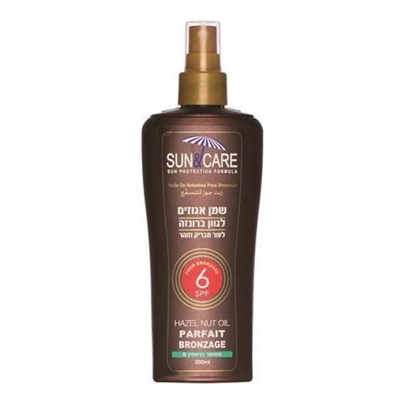 Sun&Care - שמן אגוזים משזף SPF6 - נפח 200 מ''ל