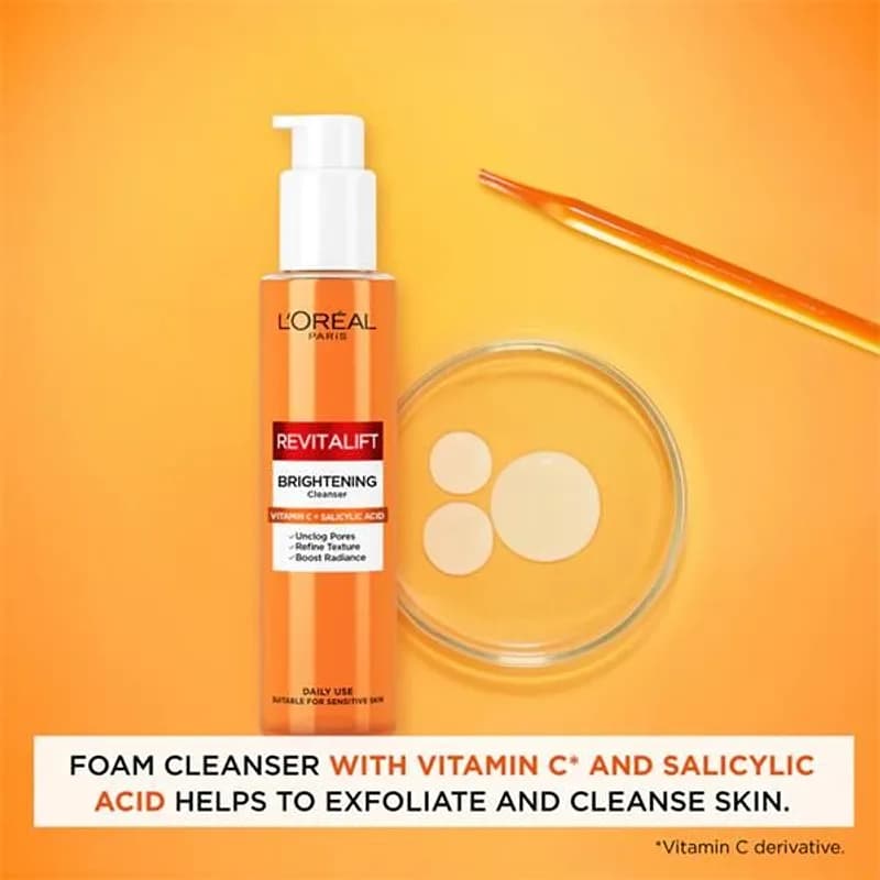 Loreal - ג'ל ניקוי פנים ויטמין סי Revitalift Clinical - נפח 150 מ''ל